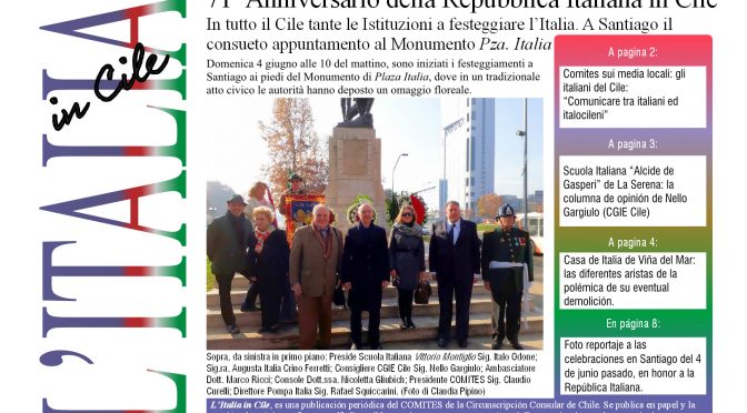 Boletín Comites: 71º Aniversario de la República Italiana en Chile
